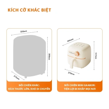 Nồi chiên không dầu Gaabor AF20M-YE01S 2L nhỏ tiết kiệm điện cho 2 người - 600k