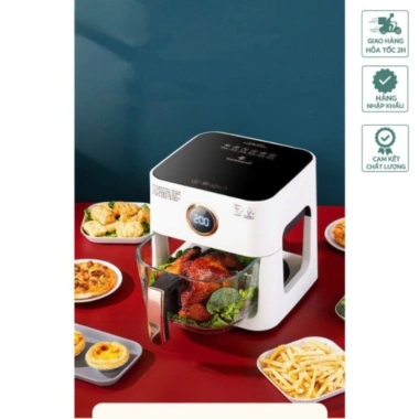 Nồi chiên không dầu Hikira 5L lồng kính trong - chiên đều 360 độ giá 744.000