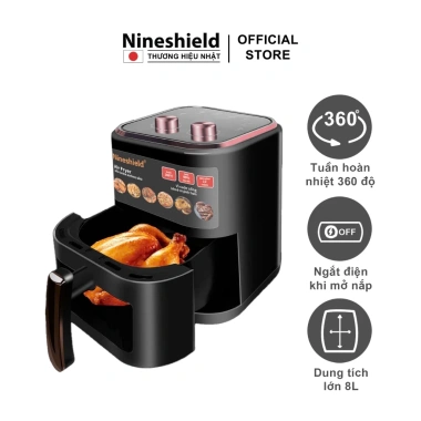 Nồi chiên không dầu KB5.005M Nineshield 8L Rapid Air - Giá 615k, Bảo hành 12 tháng, Tiết kiệm năng lượng, Đa chức năng.