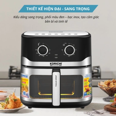 Nồi chiên không dầu KORICHI KRC-6.510 10L 1.800W - 2 núm xoay, thiết kế hiện đại, 1.534.000 VND 3