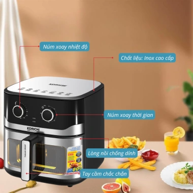 Nồi chiên không dầu KORICHI KRC-6.510 10L 1.800W - 2 núm xoay, thiết kế hiện đại, 1.534.000 VND 4