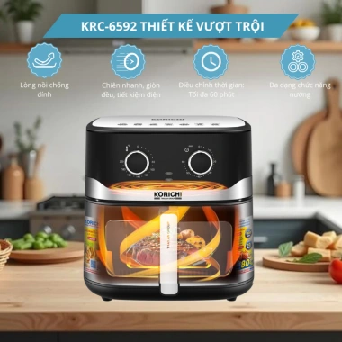 Nồi chiên không dầu KORICHI KRC-6.510 10L 1.800W - 2 núm xoay, thiết kế hiện đại, 1.534.000 VND 5