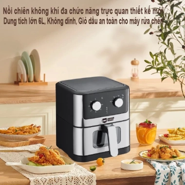 Nồi Chiên Không Dầu MINH KHAI 6L Thép Không Gỉ - BH 1 Năm - Hàng Chính Hãng - Giá 1.93 Triệu