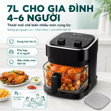 Nồi Chiên Không Dầu Mishio 7L/5L Chính Hãng Bảo Hành 24 Tháng Giá 789.000 VNĐ