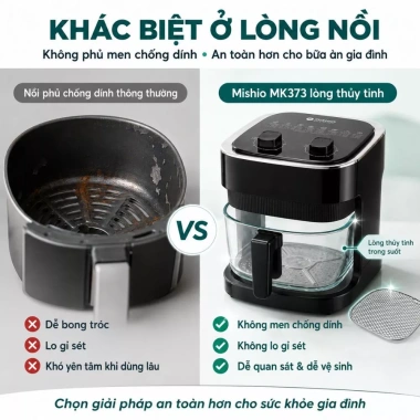 Nồi chiên không dầu Mishio MK373 7L lòng thuỷ tinh không rỉ sét, bảo hành 14 tháng - 899.000 3