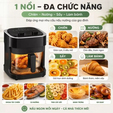 Nồi chiên không dầu Mishio MK373 7L lòng thuỷ tinh không rỉ sét, bảo hành 14 tháng - 899.000 5