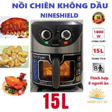 Nồi chiên không dầu Nineshield 12,5L - 8L/10L/15L màn hình điện tử, kính bảo vệ, bảo hành 12 tháng - Giá chỉ 560.000₫ 4