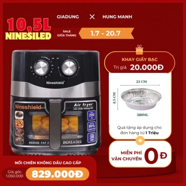 Nồi chiên không dầu Nineshield 15L khoang kính, bảo hành 12 tháng, giá 515.000₫ 3 Nồi chiên không dầu Nineshield 15L khoang kính, bảo hành 12 tháng, giá 515.000₫ 3