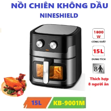 Nồi chiên không dầu Nineshield 15L khoang kính, bảo hành 12 tháng, giá 515.000₫