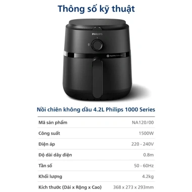Nồi chiên không dầu Philips 6.2L 2 ngăn 7.1L - BH 24 tháng, giá 1.569.000₫