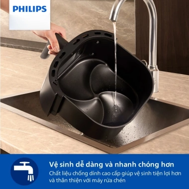 Nồi chiên không dầu Philips NA230/00 6.2L mặt kính 1.700W - Hàng chính hãng, giảm 1,89tr