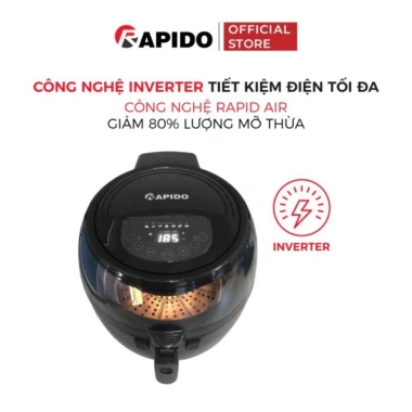 Nồi chiên không dầu Rapido Inverter 6.5L nắp kính, lưỡi đảo tự động, lon nội inox, bảo hành 1 năm - Giá ưu đãi 1,286,986₫ 9