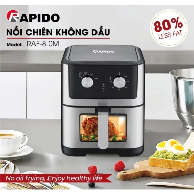 Nồi Chiên Không Dầu RAPIDO RAF 8.0M 8L Chống Dính An Toàn - Bảo Hành 12 Tháng 8 Nồi Chiên Không Dầu RAPIDO RAF 8.0M 8L Chống Dính An Toàn - Bảo Hành 12 Tháng 8
