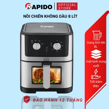 Nồi Chiên Không Dầu RAPIDO RAF 8.0M 8L Chống Dính An Toàn - Bảo Hành 12 Tháng