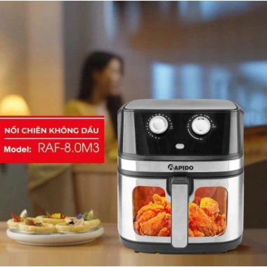 Nồi chiên không dầu Rapido RAF 8.0M3 2 thanh nhiệt cao cấp, BH 12 tháng, giảm giá 22% - 1.368.666 VND 5