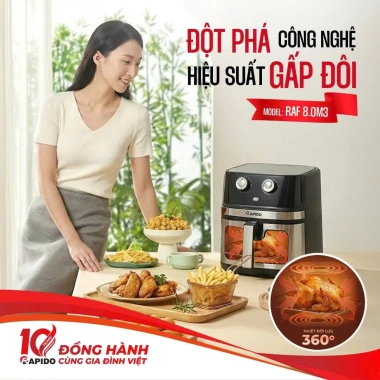 Nồi chiên không dầu Rapido RAF 8.0M3 2 thanh nhiệt cao cấp, BH 12 tháng, giảm giá 22% - 1.368.666 VND 7