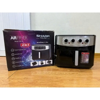 Nồi Chiên Không Dầu Sharp 16L công nghiệp 2 ngăn nướng gà đồng thời giảm giá 1,93 triệu