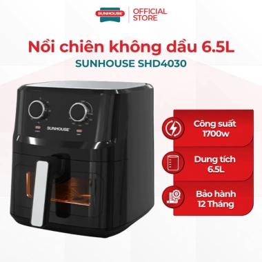 Nồi Chiên Không Dầu SHD4.030 6.5L Sunhouse - Cửa Sổ Chiên Trong Suốt, Bảo Hành 12 Tháng, 1.079.000 VND