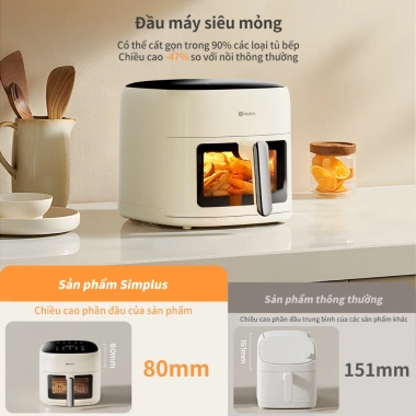 Nồi chiên không dầu Simplus 5L - Đa năng, ít dầu, cửa sổ quan sát lớn, 10 chế độ, giá 1.099.000 VND