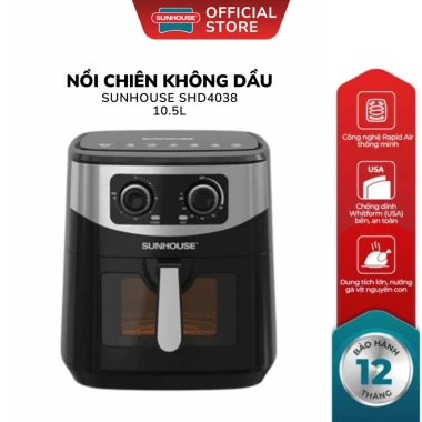 Nồi chiên không dầu Sunhouse 10.5L Rapid Air 360, bảo hành 12 tháng, 1.699.000đ