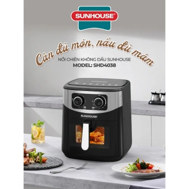 Nồi chiên không dầu Sunhouse 10.5L Rapid Air 360, bảo hành 12 tháng, 1.699.000đ