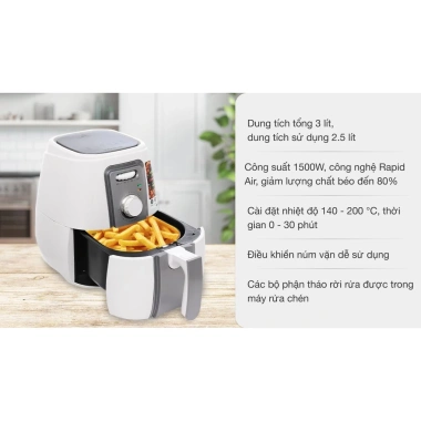 Nồi Chiên Không Dầu SUNHOUSE 3L SHD4.023W - 12 Tháng Bảo Hành - Chính Hãng, Giá 929k 3