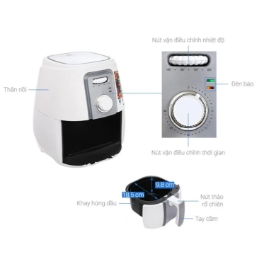 Nồi Chiên Không Dầu SUNHOUSE 3L SHD4.023W - 12 Tháng Bảo Hành - Chính Hãng, Giá 929k 4