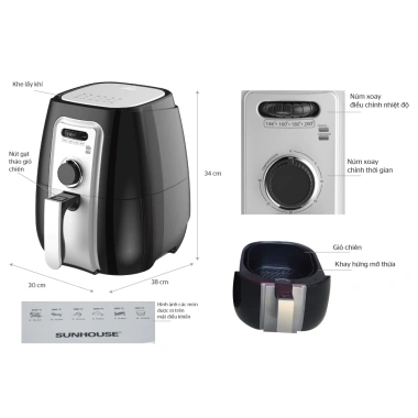Nồi Chiên Không Dầu SUNHOUSE 3L SHD4.023W - 12 Tháng Bảo Hành - Chính Hãng, Giá 929k 9