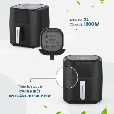 Nồi chiên không dầu Sunhouse 9L SHD4.089 - Cảm ứng, 8 chế độ, đèn quan sát, giá 1,5 triệu 4 Nồi chiên không dầu Sunhouse 9L SHD4.089 - Cảm ứng, 8 chế độ, đèn quan sát, giá 1,5 triệu 4
