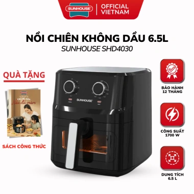 Nồi chiên không dầu SUNHOUSE đa dung tích 6‑9L SHD4.026/SHD4.030/SHD4.035/SHD4.037 – 12 tháng bảo hành, giảm còn 1.089.000₫