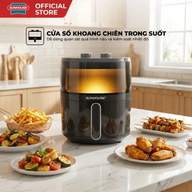 Nồi chiên không dầu Sunhouse SHD4.021 5L - Khoang trong suốt, Rapid Air 360, 1.18tr 4