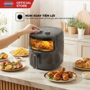 Nồi chiên không dầu Sunhouse SHD4.021 5L - Khoang trong suốt, Rapid Air 360, 1.18tr 5
