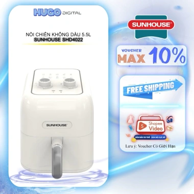 Nồi chiên không dầu Sunhouse SHD4.022 5.5L - Khoang lớn 3-6 người, Rapid Air, giảm còn 1,090,000₫