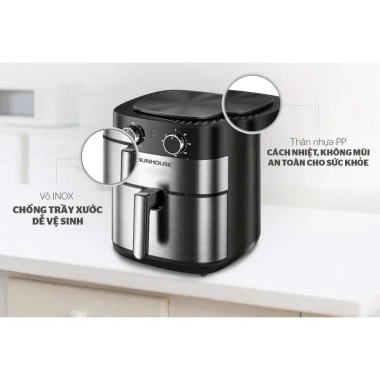 Nồi chiên không dầu SUNHOUSE SHD4.026 6.0L 1.750W - Núm cơ, nướng gà nguyên con