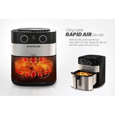 Nồi chiên không dầu SUNHOUSE SHD4.026 6.0L 1.750W - Núm cơ, nướng gà nguyên con