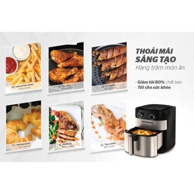 Nồi chiên không dầu SUNHOUSE SHD4.026 6.0L 1.750W - Núm cơ, nướng gà nguyên con