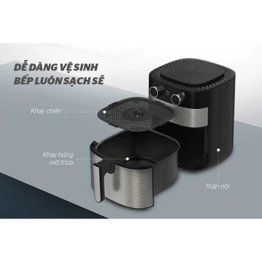 Nồi chiên không dầu SUNHOUSE SHD4.026 6.0L 1.750W - Núm cơ, nướng gà nguyên con
