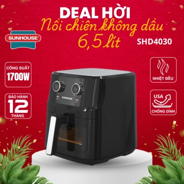 Nồi chiên không dầu Sunhouse SHD4.030 6.5L 1.750W Rapid Air - Giá giảm 1.399.000