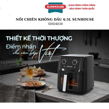 Nồi chiên không dầu Sunhouse SHD4.030 6.5L cửa kính - BH 12 tháng, kèm sách công thức & chổi quét dầu 4 Nồi chiên không dầu Sunhouse SHD4.030 6.5L cửa kính - BH 12 tháng, kèm sách công thức & chổi quét dầu 4