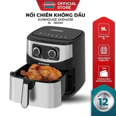 Nồi chiên không dầu Sunhouse SHD4.035 9L 1.800W Chính hãng, bảo hành 12 tháng, giảm giá 1.499.000₫