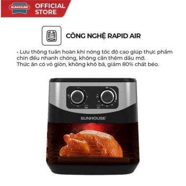 Nồi chiên không dầu Sunhouse SHD4.035 9L chiên nướng lượng lớn, giá 1.08 triệu 2