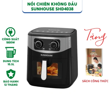 Nồi Chiên Không Dầu Sunhouse SHD4.038 10.5L 1.800W - Bảo Hành 12 Tháng Giá Ưu Đãi 1,629,000 VND