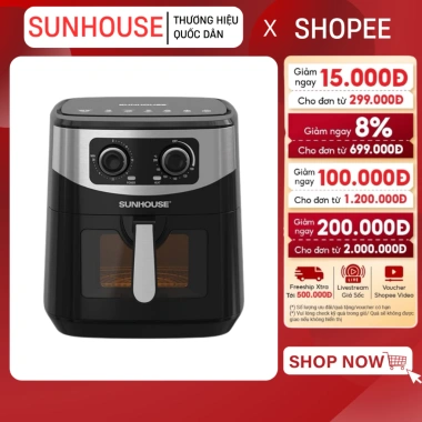 Nồi chiên không dầu Sunhouse SHD4.038 10.5L - Cửa sổ trong suốt, giảm 21%
