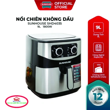 Nồi chiên không dầu Sunhouse SHD4.038 10.5L, SHD4.035/4.037 9L, SHD4.030 6.5L – Bảo hành 12 tháng, Giá 1.12 triệu 2