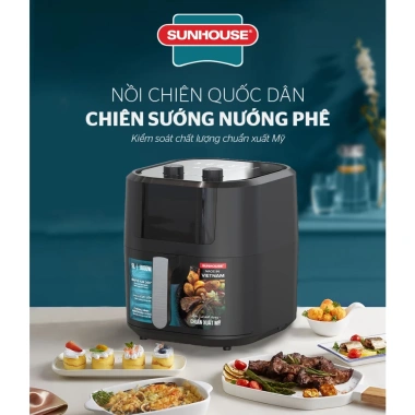 Nồi chiên không dầu SUNHOUSE SHD4.038 10,5L & SHD4.037 9L, công nghệ mới, chống dính Whitford - Giá 1.789.000 VND