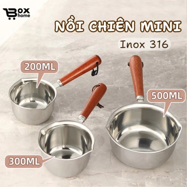 Nồi Chiên Ngập Dầu Mini Inox 316 - Nhiều Dung Tích, Dùng Bếp Từ & Gas, Cách Nhiệt BoxHome