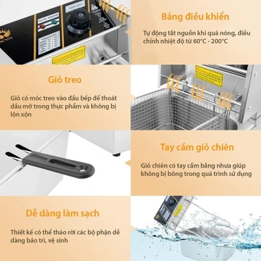 Nồi chiên nhúng điện đa năng chiên gà, khoai tây, thực phẩm - BH 12 tháng - 505k 5