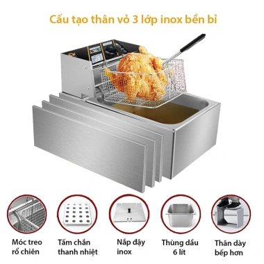 Nồi chiên nhúng điện đa năng chiên gà, khoai tây, thực phẩm - BH 12 tháng - 505k 7