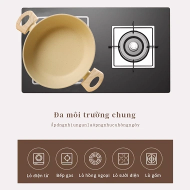 Nồi chống dính vân đá y tế 20-24cm, tay cầm chống nóng, nắp kính, dùng cho mọi bếp - 229.000 VND