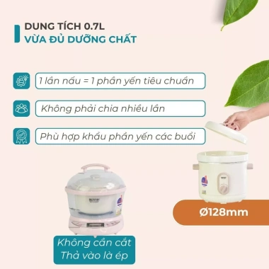 Nồi chưng yến cao cấp BN-07SLC 0.7L 100W - hầm chè, nấu nhẹ, bảo hành 24 tháng, giá ưu đãi 721,548₫